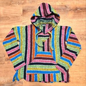 EARTHBOUND Blue, Green, and Pink Baja Hoodie Sweater